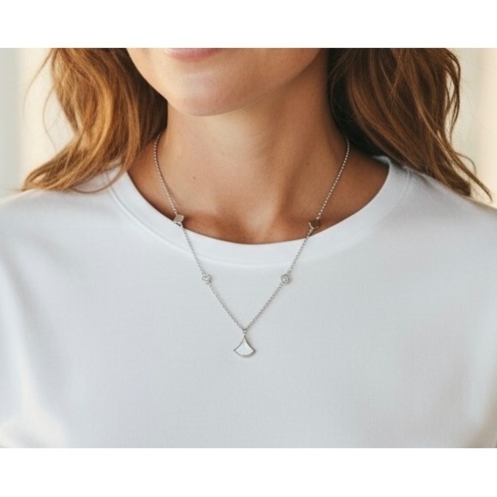 ELLE 16" + 3" Sterling Silver Necklace w/ Created Opal Pendant &‎ CZs